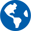 Ícono del mundo color azul