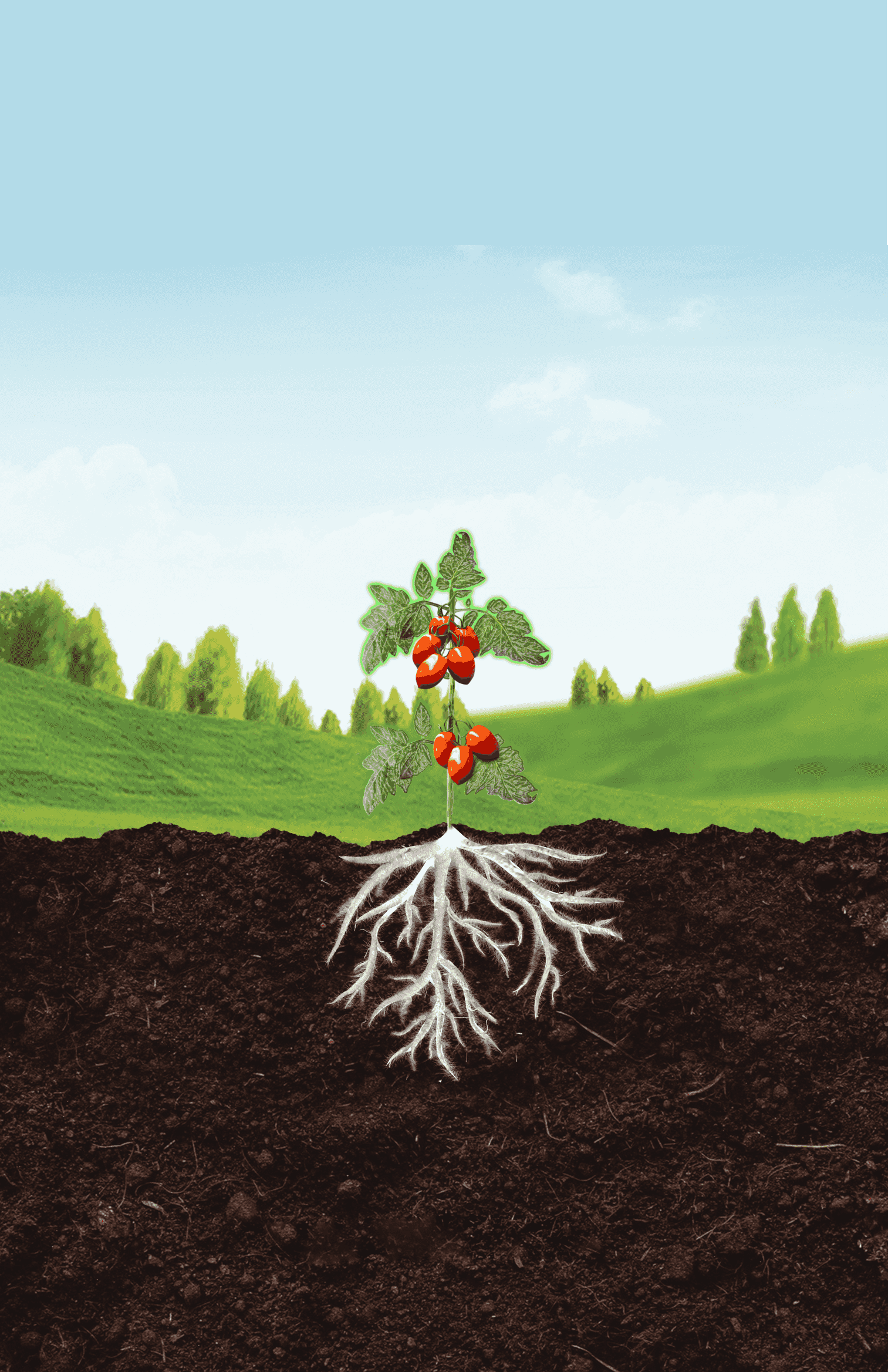Campo agrícola con tecnología ECCA Carboxy — bioestimulación Innovak Global